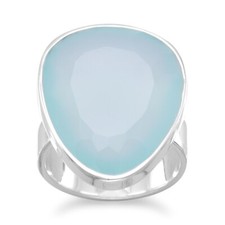 925 Sterling Silver FREEFORM SEA GREEN CHALCEDONY RING