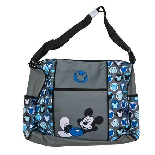 Disney Baby Mickey Mouse Large Gray Diaper Bag w/ Roomy Interior