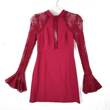 Free People It’s Now Or Never Red Lace Bodycon Mini Dress Size XS