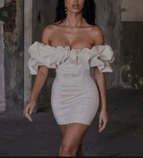 Windsor Elegant Dress Backless Puff Off Shoulder Bodycon|Size M