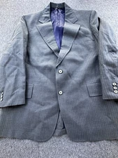 Vintage Curlee Blazer Mens 45 Gray Pinstripe Lined Pockets Suit Jacket