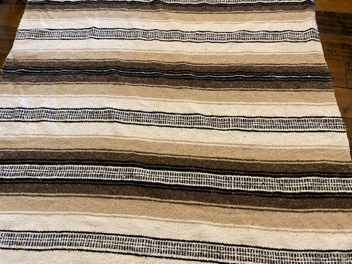 MEXICAN STRIPED RUG~Brown*Tan*Yoga*Blanket*Throw*Southwestern/South America - Picture 11 of 12