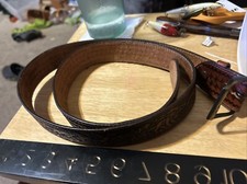 Vintage Bridle Leather Belt Brown Size 42 Dog/Bird Scene USA Men s