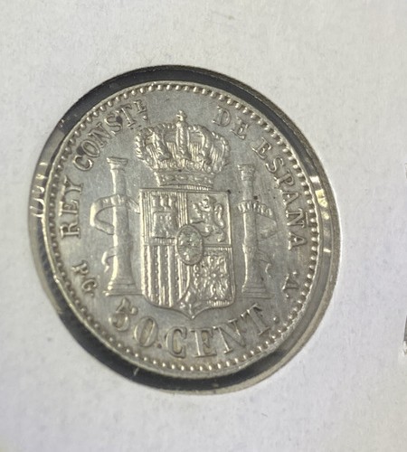 SPAIN 1894-94 SILVER 50 CENT VERY Detailed Collector Coin - Picture 4 of 4