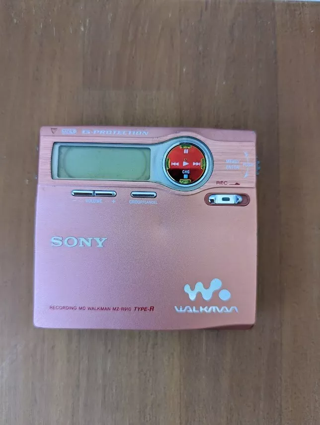 Sony MZ-R910-P MD Player Recorder body only Minidisc Walkman Pink Working  MZ-R