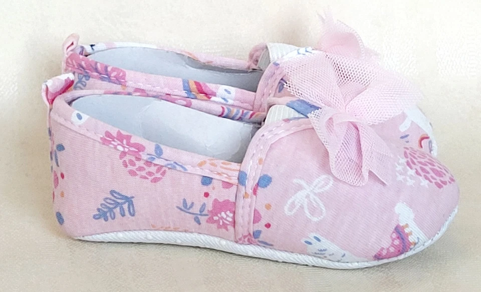 Little Beginnings Rosa Unicornio Estampado Malla Lazo Bebé Niña Zapatos Sin Cordones Talla 12M Foto 3 de 4
