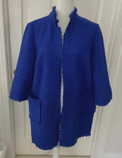 Chico's Blue Jacket with Fringe Size 2