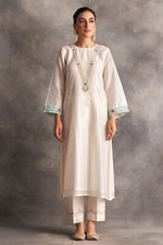 Ivory Color Chanderi Silk Kurta Set