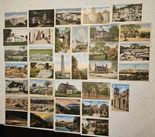 LOT of 34 VINTAGE POSTCARDS Color, Border Linen. Photo Album Kept.Used & Nonused