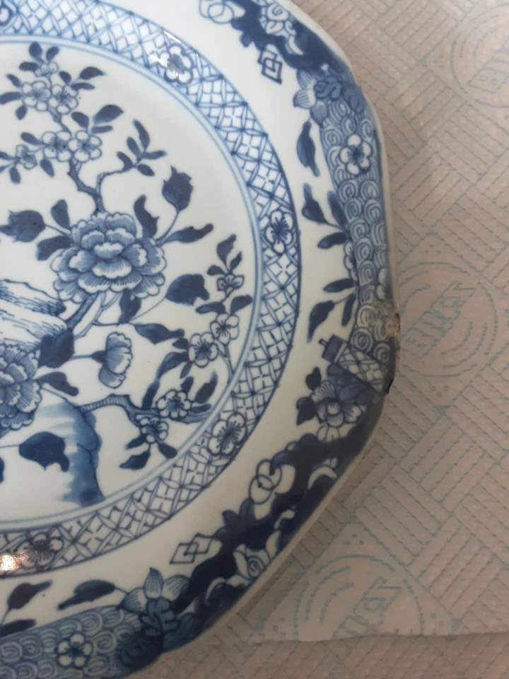 Plato antiguo chino porcelana azul y blanco siglo XIX  Foto 2 de 4