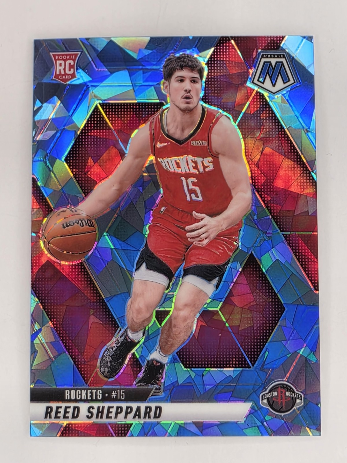 2024-25 REED SHEPPARD ROOKIE ICE MOSAIC PRIZM RC - # /125 - #249 - ROCKETS 💎 