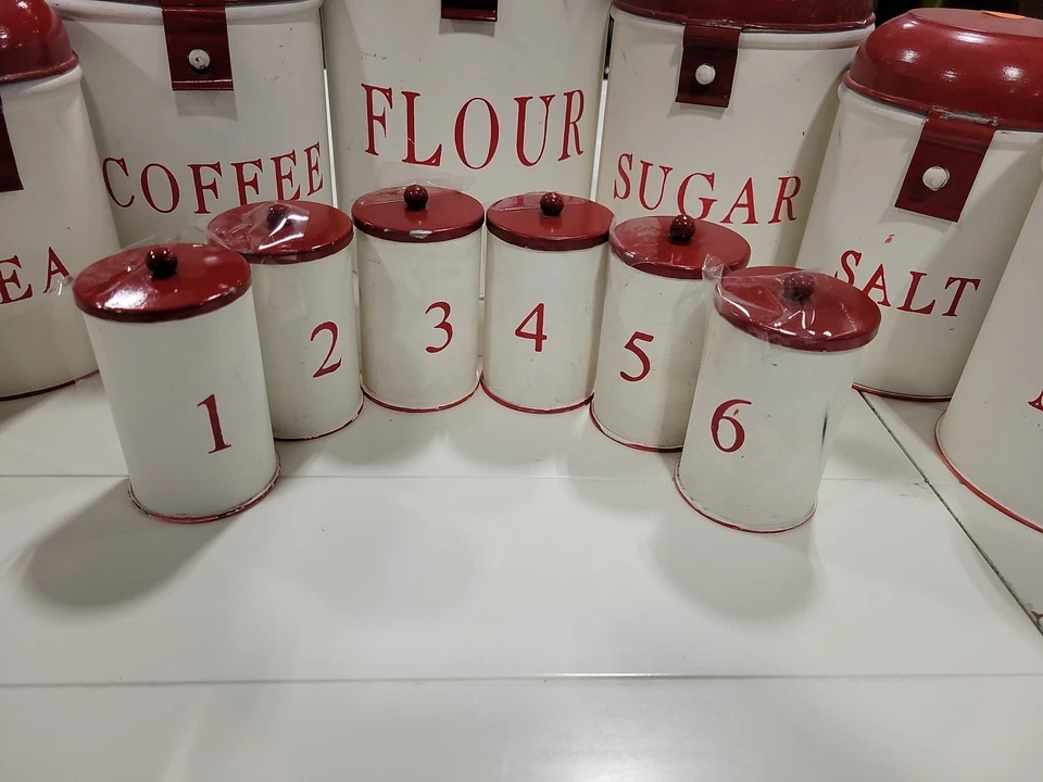 Juego de 13 botes de cocina de hojalata Tala hechos en Inglaterra Foto 3 de 4