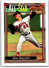 #406 Jim Abbott, California Angels - All-Star 1992 Topps Gold base