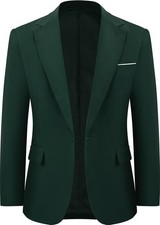 Mens One Button Blazer Slim Fit Sport Coat Fully Lined 4 Inner Pockets