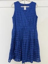 Simply Vera Vera Wang Sleeveless Allover Eyelet Dress Blue Large Pockets Lined