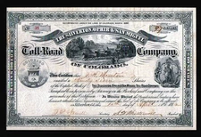 1882 Colorado - Silverton Ophir & San Miguel Toll Road EX RARE Stock Certificate