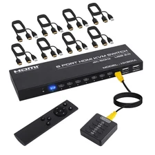 4K@60Hz HDMI KVM Switch 8 Port, HDMI KVM Switch for 8 PC Sharing 1 4K Monitor