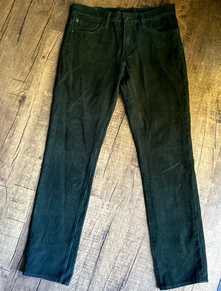 Pantalones de mezclilla Levis 511 verde pana para hombre 34x33 *La etiqueta es 32x32* ajustados premium grandes E Foto 2 de 4