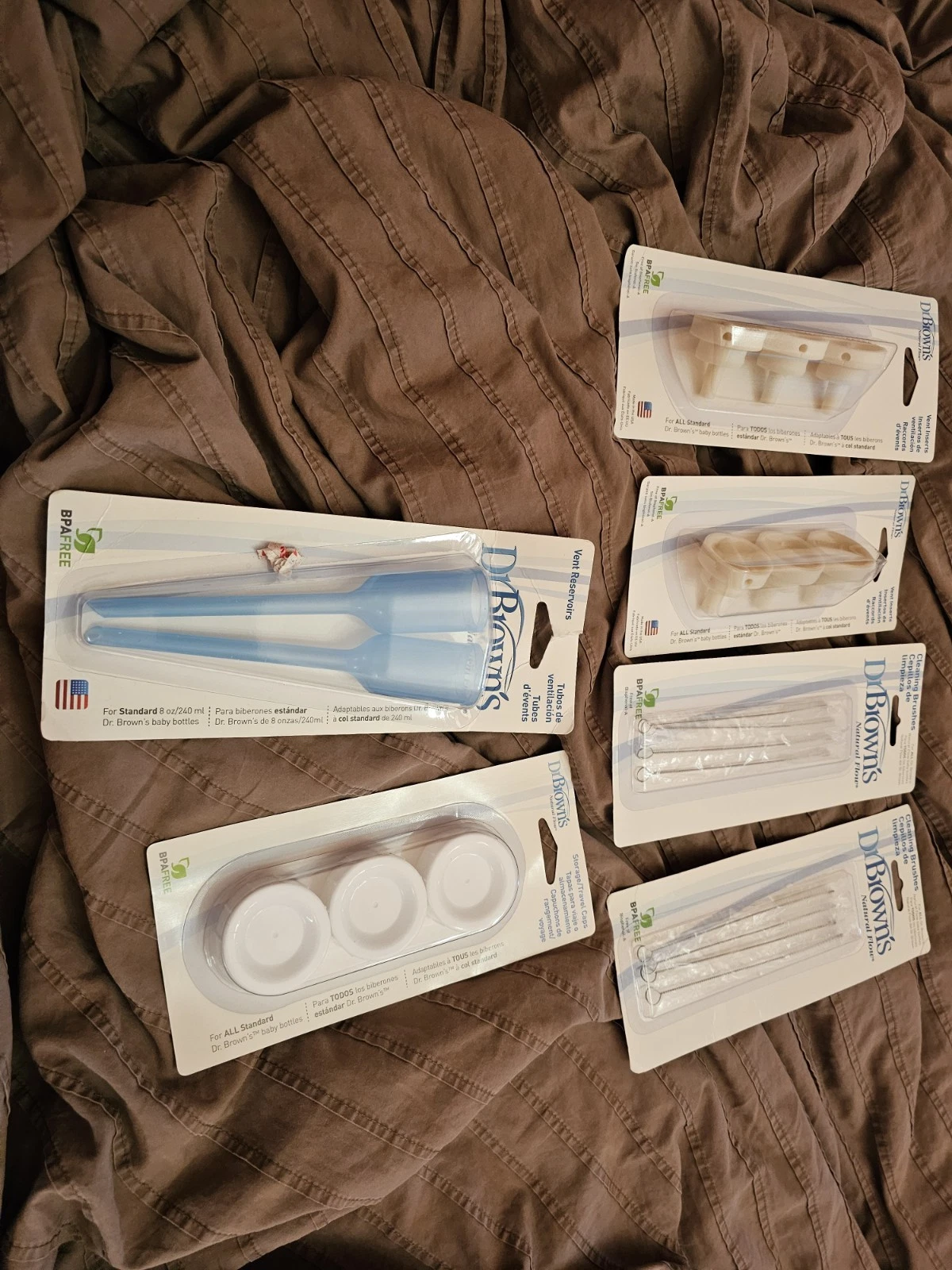 Dr. Brown's Vent Inserts, Cleaning Brushes, Storage Caps, Vent Reservoirs, Brown