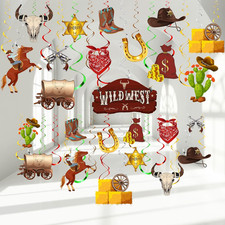 Funrous 55 Pcs West Cowboy Themed Party Decoration Wild Western Theme Hanging Sw