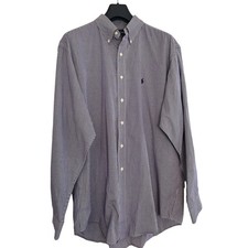 Ralph Lauren Yarmouth Shirt Men Size 16 1/2 34/35 Blue Check Long Slv Buttn Down