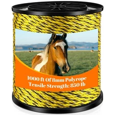 Electric Fence Polywire 1000 Feet(305m) Length, 0.3 Inch Wide(8mm) Electric F...