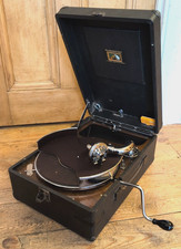 HMV 102 GRAMOPHONE RECORD PLAYER  - Vintage Antique Working Portable Wind Up