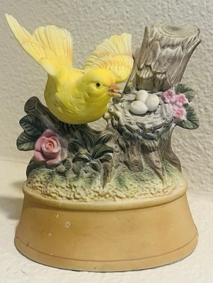 Vintage Shafford Japan Yellow Bird Music Box with Switch Hand painted Porcelain