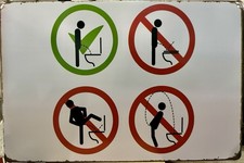 TIN SIGN 8x12 Funny Restroom Toilet Bathroom Urinate Peeing Men Boys Work DD4