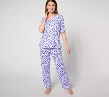 Carole Hochman Women's Sleepwear Sz M Elbow Sleeve Top & Slim Purple A630872