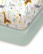 Pack and Play Sheets Fitted, Soft Green Giraff, Breathable and Cozy, Hypoalle...