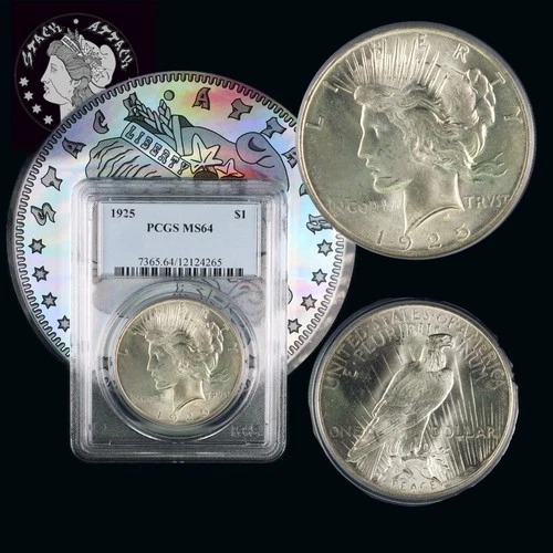 1925 Peace Dollar PCGS MS 64 Good Luster