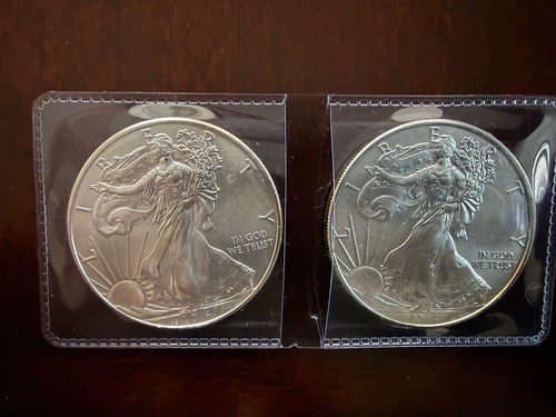 Pair of 2014 Walking Liberty Silver Dollars 1 Ounce Fine Silver 0.999  2014