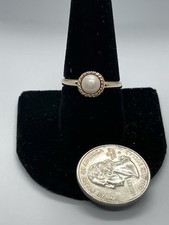 Vintage Rose Gold over Sterling Honora Cultured Pearl Solitaire Ring Sz 9 1/2  