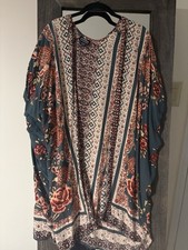 Angie Womens Open Front Kimono Sleeve Lightweight Boho Cover Up Medium Floral