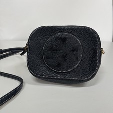 Tory Burch Perforated Logo Women Crossbody Bag Black Purse Modern Travel Boho