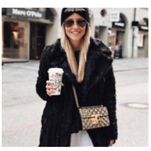 zara fur jacket black
