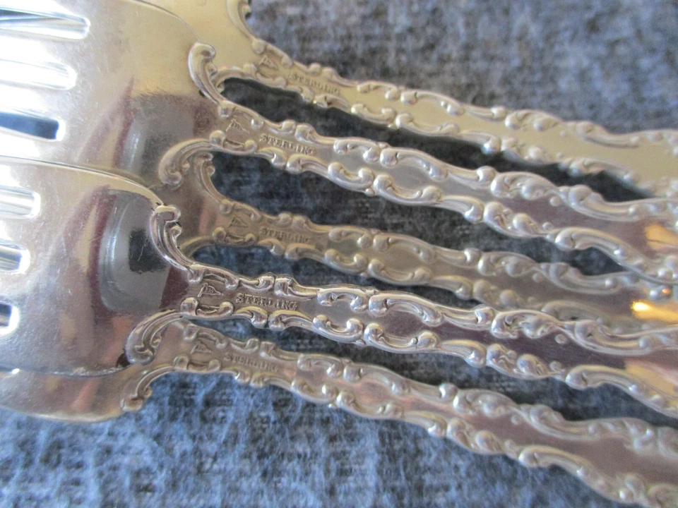 WATSON STERLING SILVER ST. LOUIS PATTERN FORK (SET 5) - appx。 7"-214g — 第 2/4 张图片