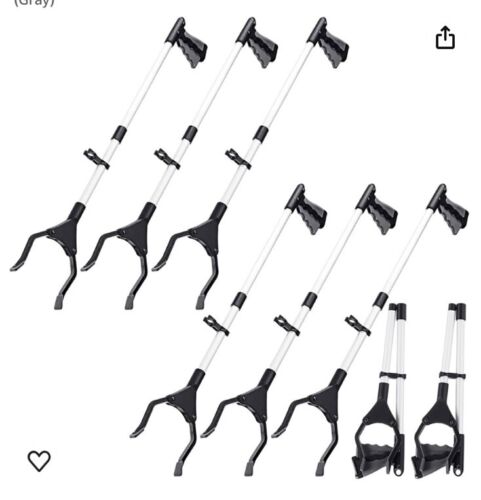(6) Pack Grabber Reacher Tool for Elderly 32” Foldable Lightweight Gray/Black