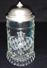 Glas Bierkrug mit Zinndeckel Bayern 0,5 Liter Glasbierkrug  S 148