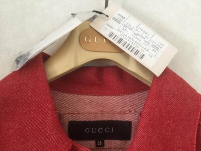 グッチ　デニムジャケット　レッド38 Authentic Gucci Vintage Denim Jacket Red Size 38 Deadstock