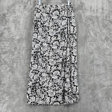 Vintage Talbots Skirt Womens 8 Linen Floral Cottage Modest Lagenlook Faux Wrap