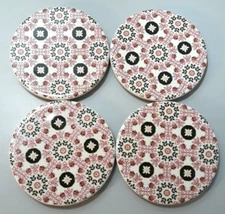 4 Chic & Tonic Stoneware Coasters Round 4" Floral Spring Summertime Pattern NIP