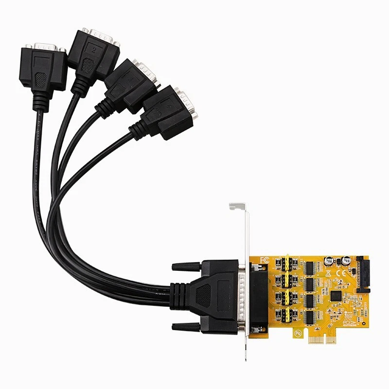 PCIE4 Serial Port Card SATA Power Supply 4 RS232 DB 9Pin Adapter Extension Cable - Image 4 of 4