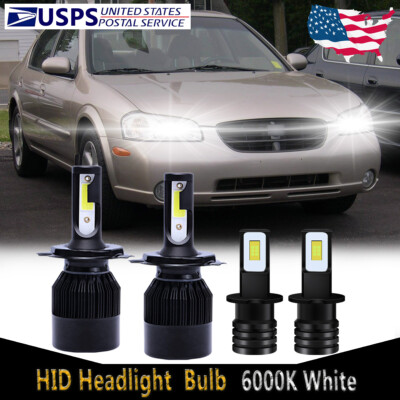 For Nissan Maxima 2000-2001 - LED Headlight Hi/Lo 9003+H3 Fog Light Bulbs 4X C9B