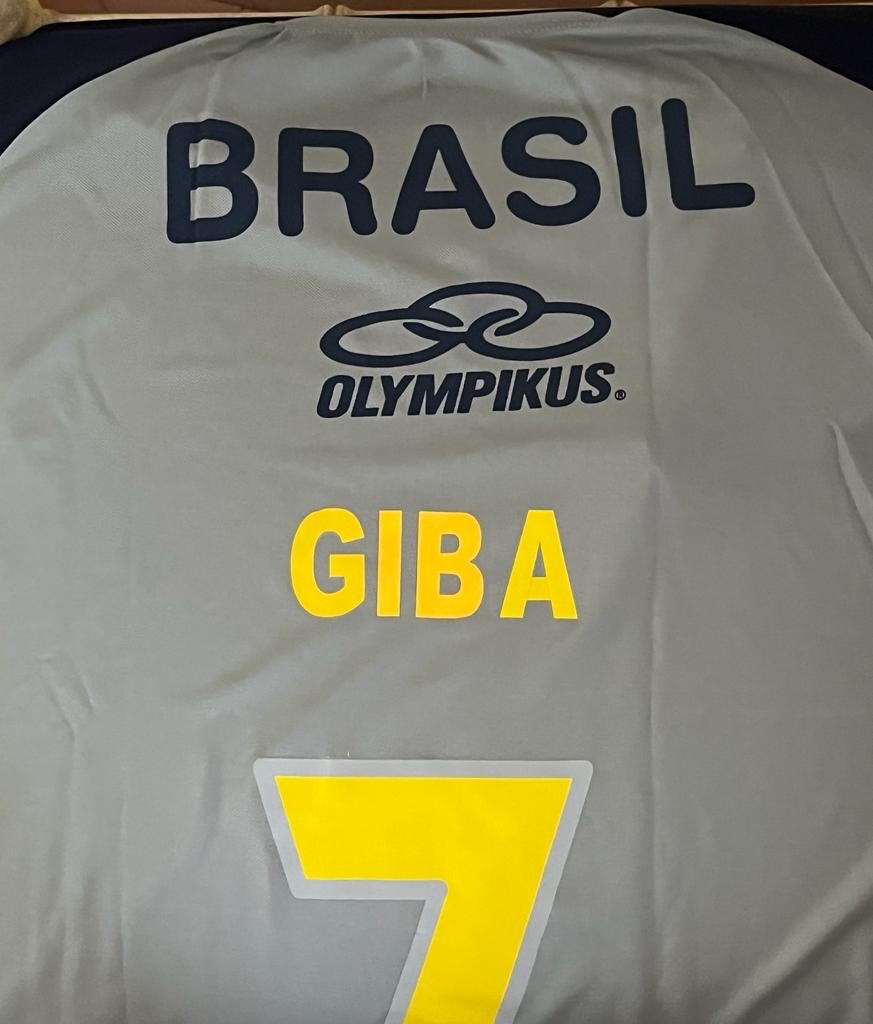 BRAZIL NATIONAL GIBA 7 VOLLEYBALL OLYMPIKUS GRAY JERSEY NEW WITH