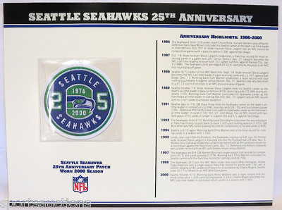 SEATTLE SEAHAWKS ~ 25th ANNIVERSARY NFL PATCH STAT CARD Willabee & Ward ~ 2000