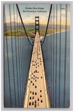 Golden Gate Bridge San Francisco California CA Cars Aerial View 1953 Postcard