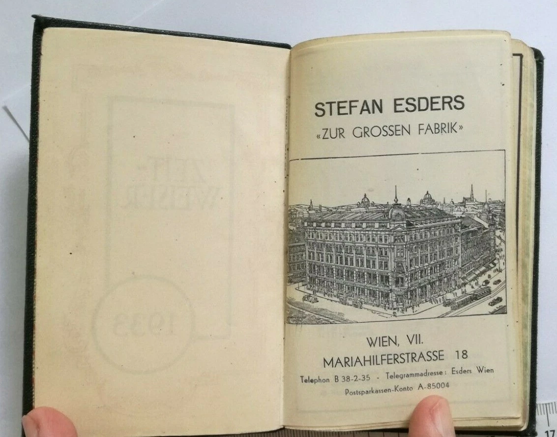 1933 AUSTRIA bekleidungshaus Warenhaus Stefan Esders POCKET CALENDAR  OSTERREICH | eBay