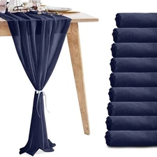 10 Pack 10ft Navy Blue Chiffon Table Runners Wedding Table Runner Sheer Roman...